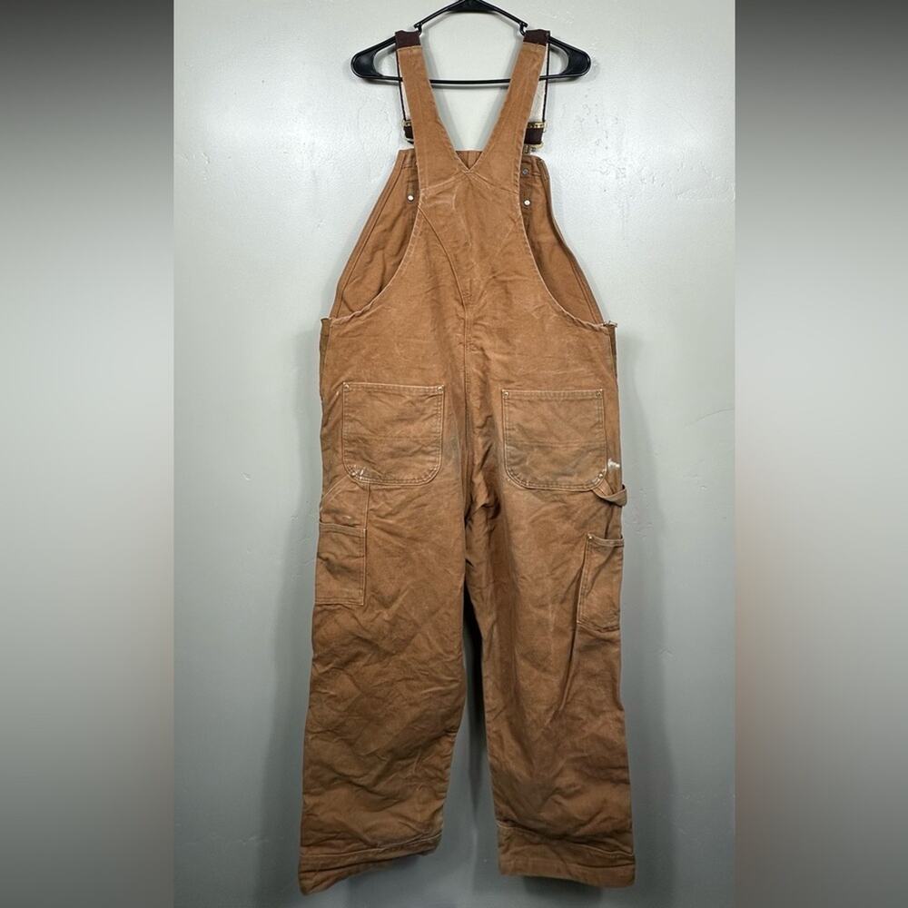 VINTAGE CARHARTT MEN'S BIB OVERALL RELAXED FIT DUCK BROWN 38x30 - Picture 2 of 7